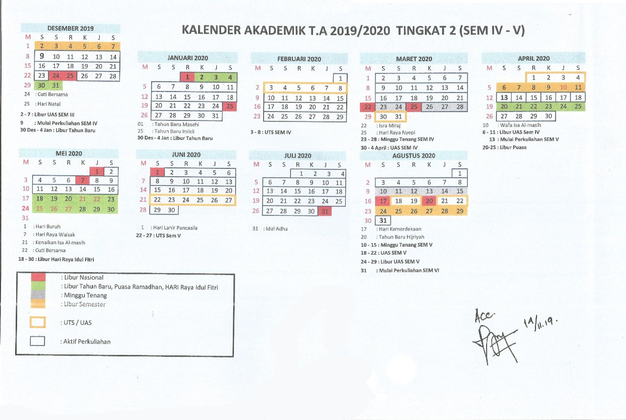 Kalender Akademik 2020 - Politeknik Ganesha Medan